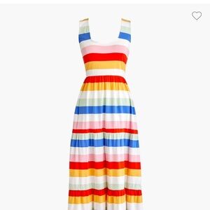 J. Crew Colorful vibrant Striped tired Maxi Dress cotton EUC Large